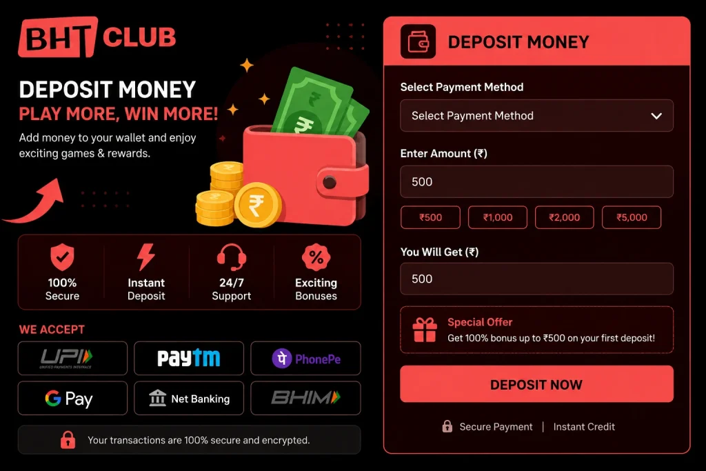 Bharatclub Deposit money